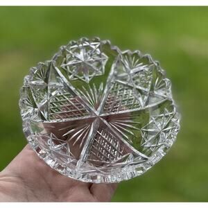 Maple City Cut Glass Nappy Enalia American Brilliant Period ABP Bowl Candy Dish